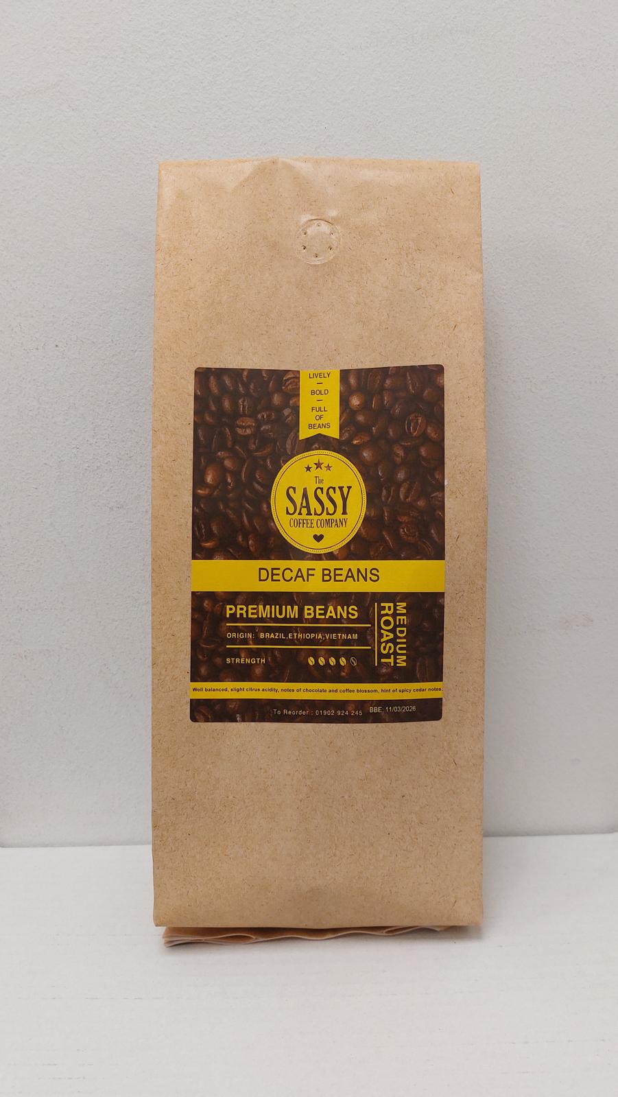 Box of Sassy Decaf Beans- 6 x 1kg